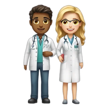Young Neurologist and gynecologist in love sticker