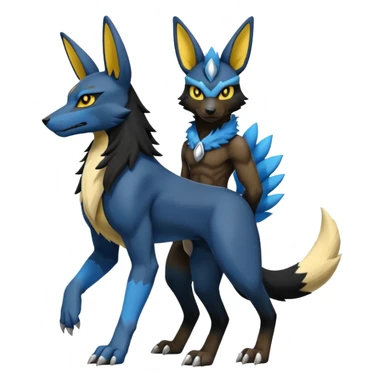 Lucario-Anubis-Umbreon-Zeraora-Fakémon-hybrid-creature (full body)  sticker