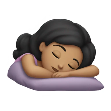 Black hair light skin girl sleeping  sticker