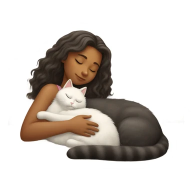 Girl and cat sleeping sticker