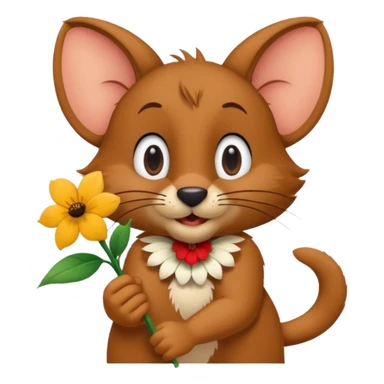 Jerry from tom and jerry, giving a flower sticker