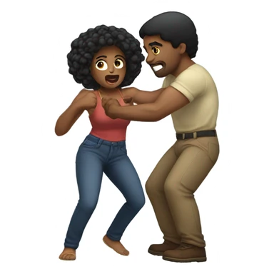 Black woman and Hispanic man play fighting sticker