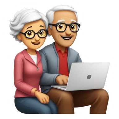 nerd Grandparents in Day St Valentines with laptops sticker