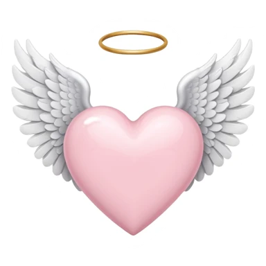 Light pink heart with white angel wings sticker