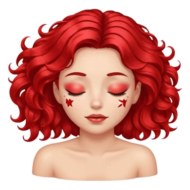red glitter girl with eyes lying on the floor sticker