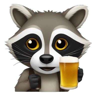 Raccoon drinking a beer sticker