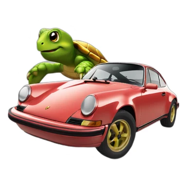 Une Porsche avec une tortue dessus sticker