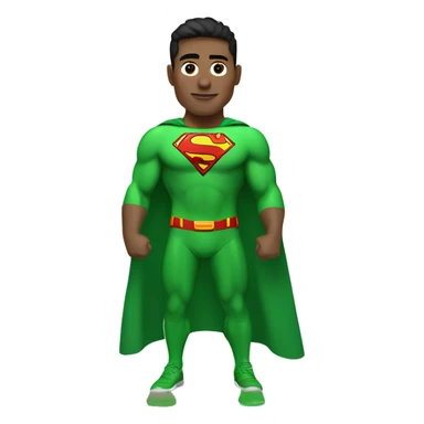 One Superman as personal trainer dressed with green sport clothes and capa. The logo in the chest should say AI sticker