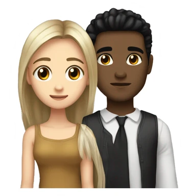 me and my boyfriend i have black hair black eyes and he have long hair always tied up and brown eyes sticker