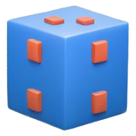 Create one cube-shaped object with number 0 and 1 displayed on its surfaces inside, representing a matrix or data grid. sticker