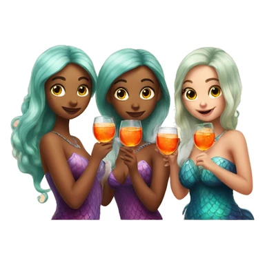 Three beautiful mermaids drinking aperol sticker