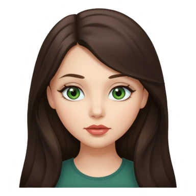 girl brunette with long hair , grey-green eyes , plump lips  sticker