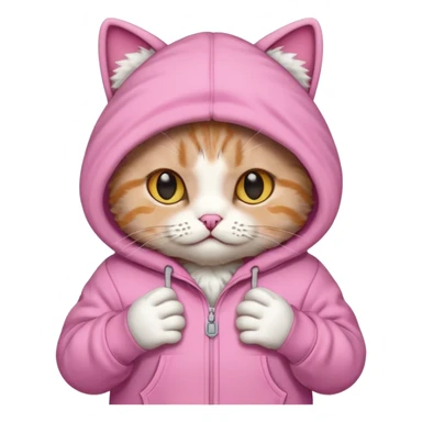 Cat wearing a pink palm puff hooodie sticker