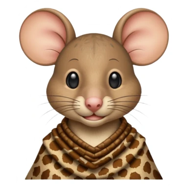 a jerry mouse wearing ancient animal skin cloth, half body, icon sticker