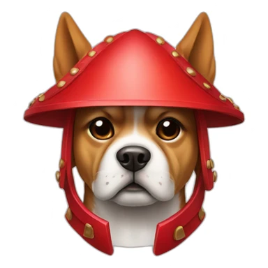 dog wearing red samurai helmet sticker