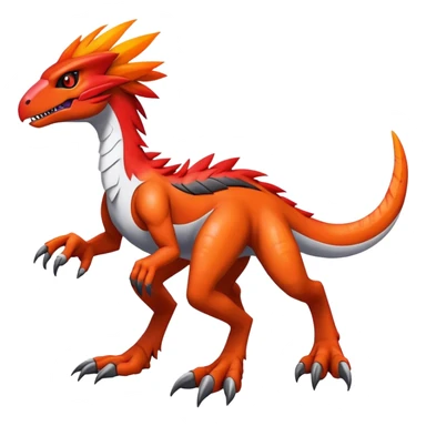 Furry feather-mane Cool Edgy Futuristic shiny Digimon-Fakemon-Guilmon-Velociraptor full body   sticker