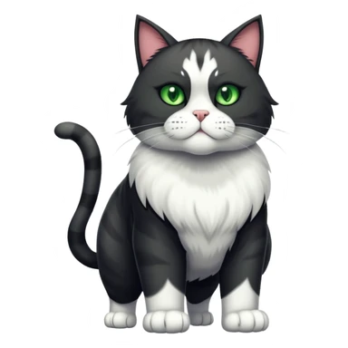 Huge jumbo Super Duper Muscular Cat with a 10 pack full body black and white and green eyes  sticker