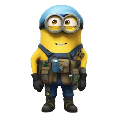 A Minion in survival gear in the forest   sticker