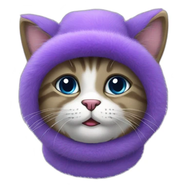 purple furry cat in ushanka sticker