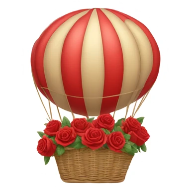 red hot air balloon and beige basket with roses sticker