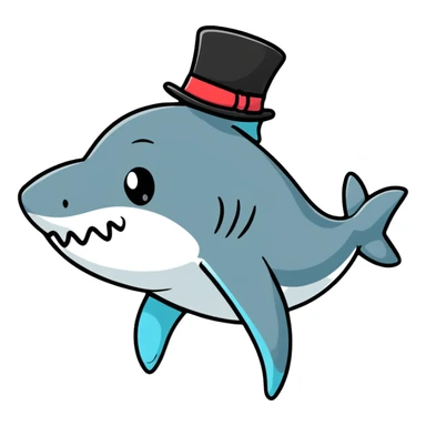 shark wearing a top hat sticker