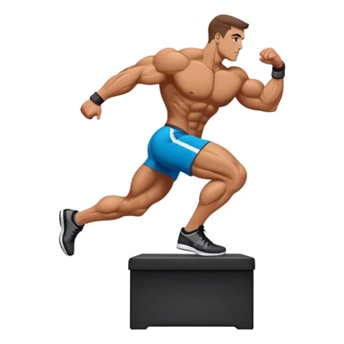 bodybuilder step onto plyo-box side-view sticker