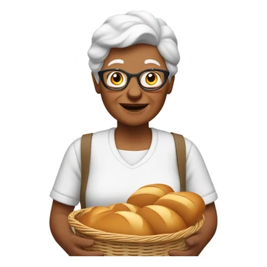 white grandma with bread basket sticker