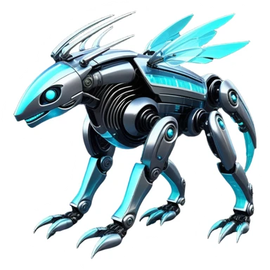  Epic legendary rare glowing mechanical Shiny sparkly transparent bioluminescent luminescent vibrant bright pastel dark exotic iridescent colorful gradients futuristic modern metallic glossy glittery fantasy-cyber-Fakémon-Vernid-robot-creature sticker