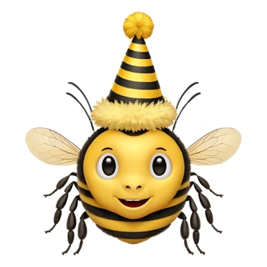 Bees with red Birthday Hat, Happy bee with striped party hat sticker
