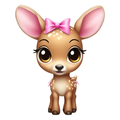 baby deer with fairy wings and a pink bow around its neck  sticker