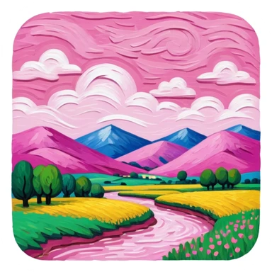 van gogh slop style pink SPAM art landscape sticker