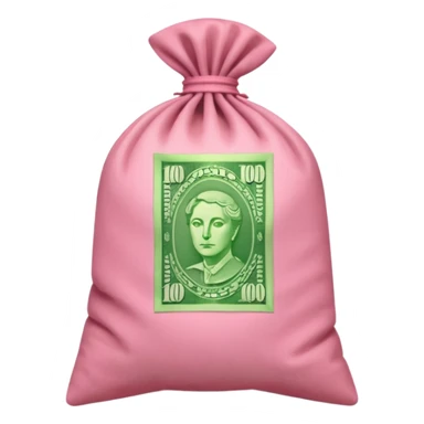  Green Australian $100 long rectangle money overflowing in a pink sack sticker