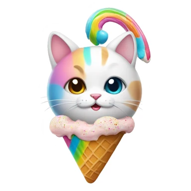 rainbow cat with ice cream sticker