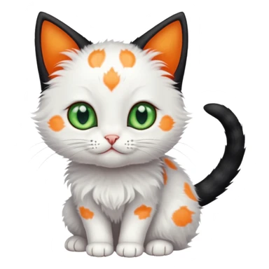 Black kitten with green eyes with small white kitten with orange spots and blue eyes adorable cute tiny  sticker