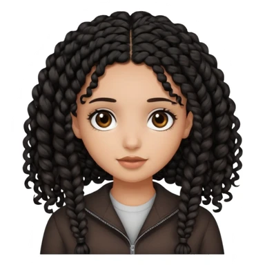 a girl with curly dark brown hair and dark brown eyes. add a best friend who is black with black braids and dark brown eyes sticker