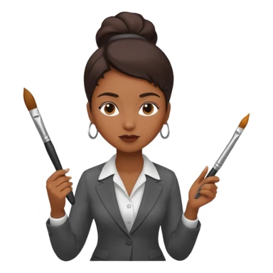 business woman painting sticker