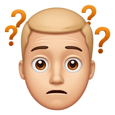 A confused character with question marks around its head sticker