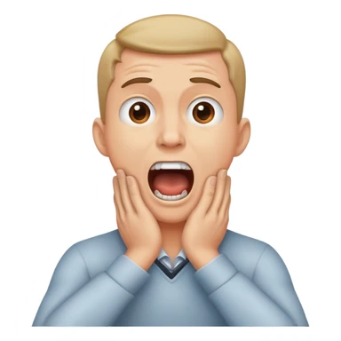 Man with hands crossed grabbing his neck and screaming sticker