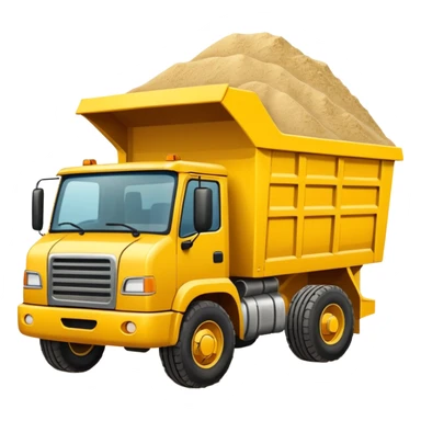 Draw a yellow dump truck with an open bed full of sand or gravel. sticker
