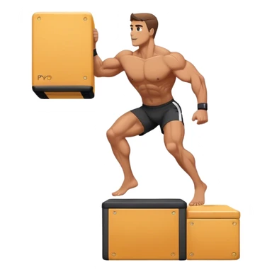 buff man step onto plyo-box side-view sticker