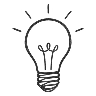 bulb, hand-drawn outlined icon, sketchy and playful sticker