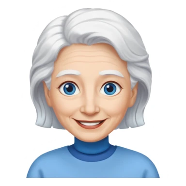 abuela con ojos azules, pelo blanco, tez blanca sticker