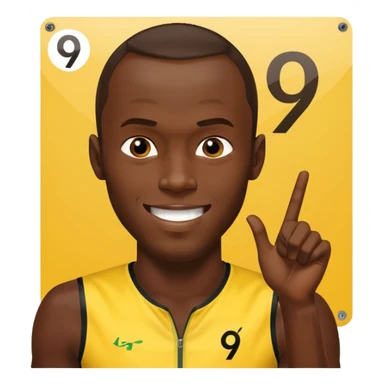 usain bolt with a pannel behind him with 9.58 behind him sticker