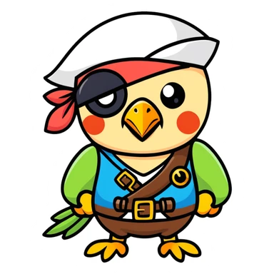 pirate with eye patch and parrot sticker
