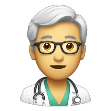 minimalist flat emoji of a dinosaur doctor sticker