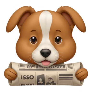 Friendly dog getting bopped on the nose by a newspaper. sticker