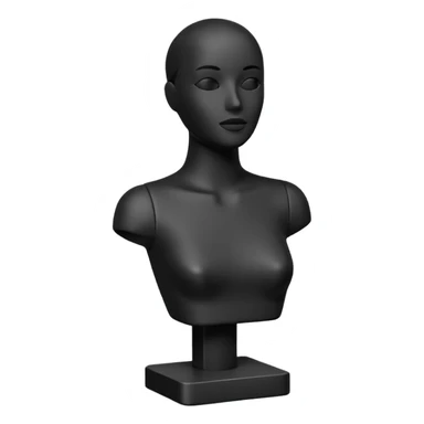 Minimalistic flat vector icon, iOS style, thin black contour on white background. Matte black mannequin in front of in 3D monochrome style. skulpt sticker