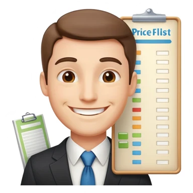 businessman with price list sticker