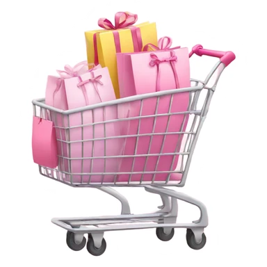 shopping cart full of light pink gift bags sticker