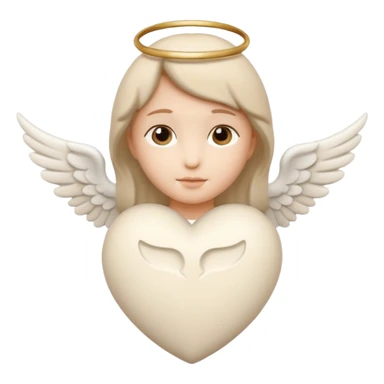 beige heart with white angel wings sticker